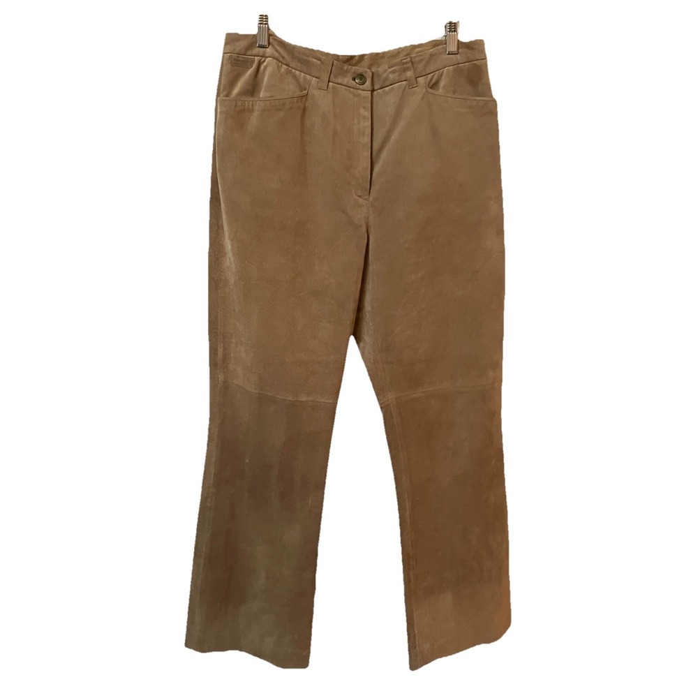 Lauren Ralph Lauren Tan Suede Leather Pants Womens 12 Western Lined Straight Leg